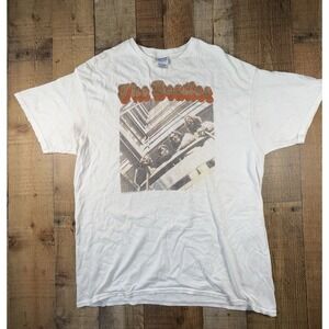 JUNK FOOD The Beatles T Shirt Medium White Glitter Retro Band Graphic Tee
